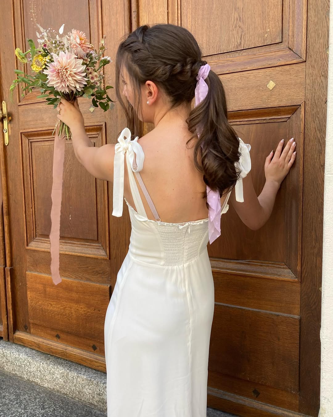 Braided Half-Up Ponytail With Ribbon Detail for Romantic Vibes