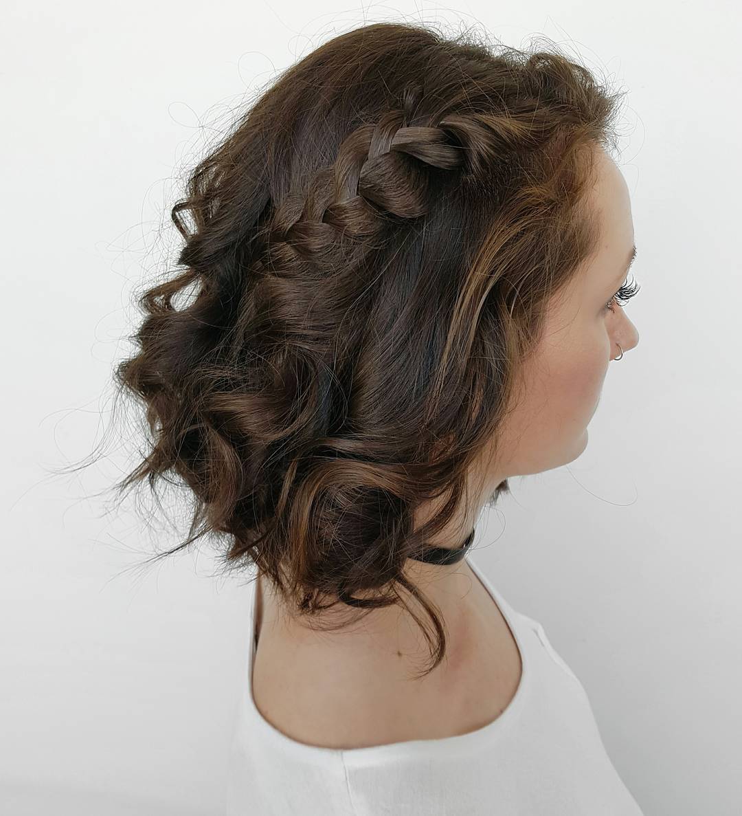 Braided Half-Up Short Wavy Bob