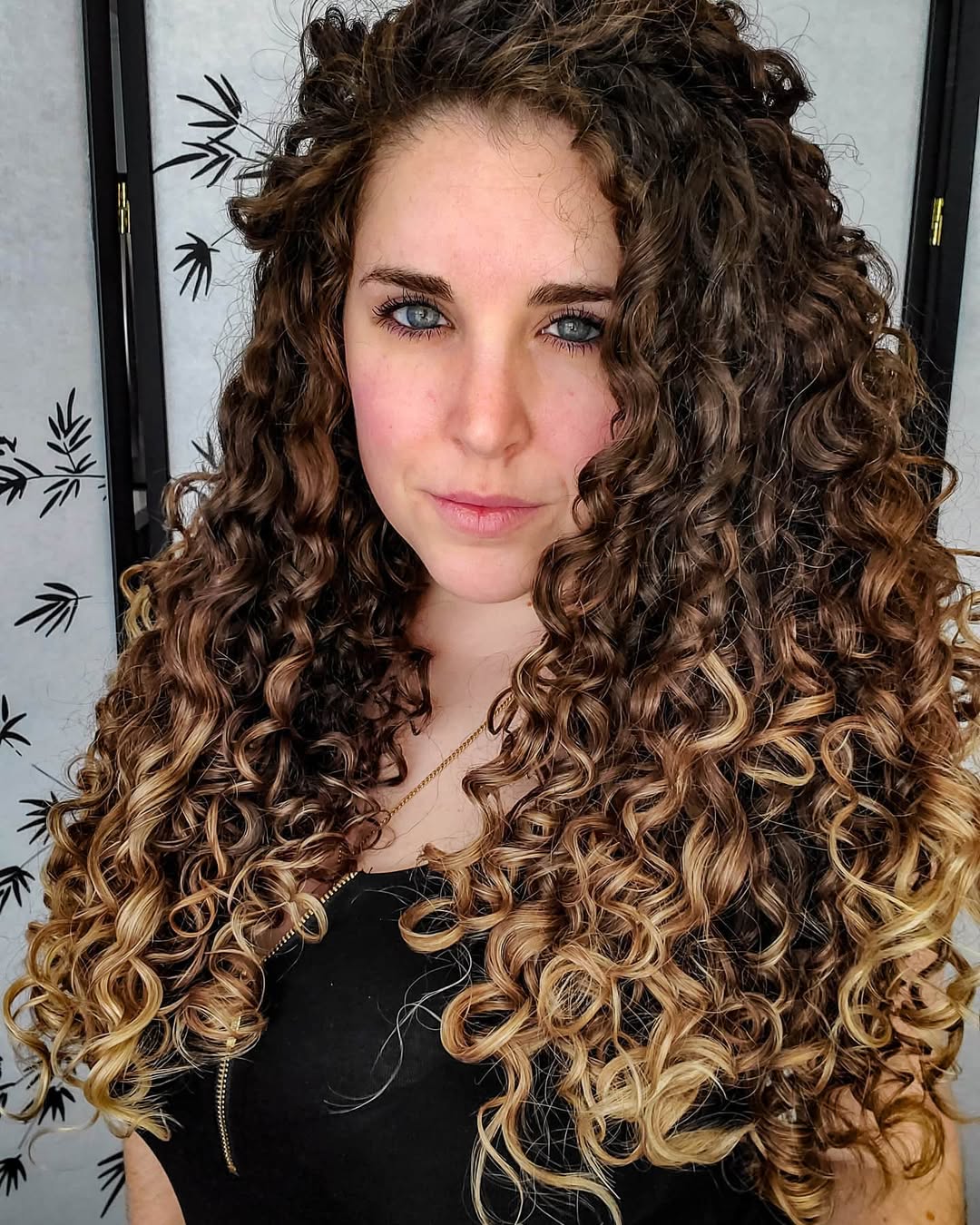 Caramel Ombre Long Spiral Curls
