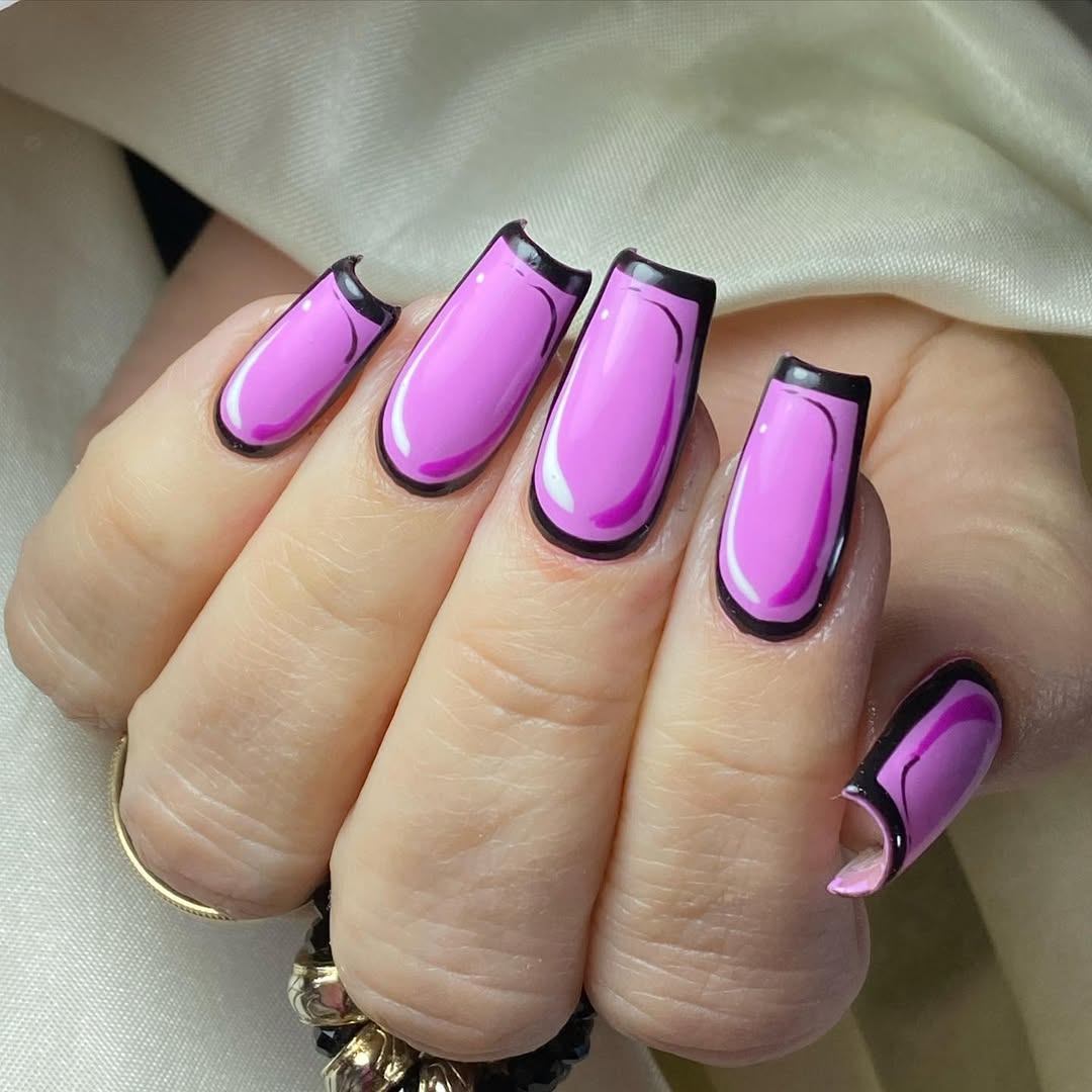 Cartoon Pop Art Lavender Square Nails