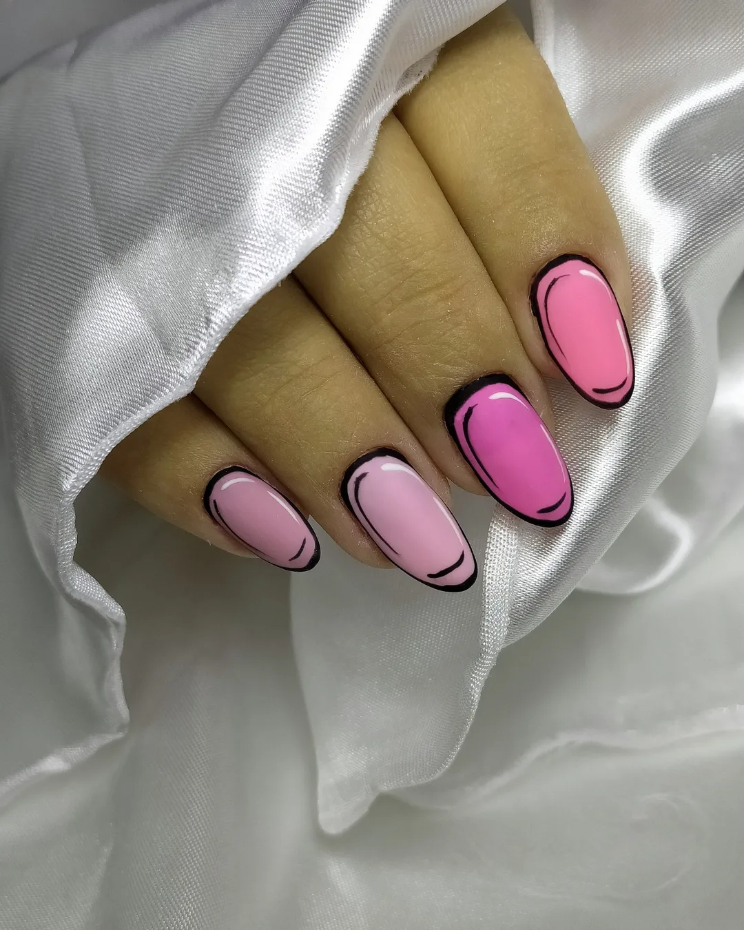 Cartoon Pop Art Pink Nails