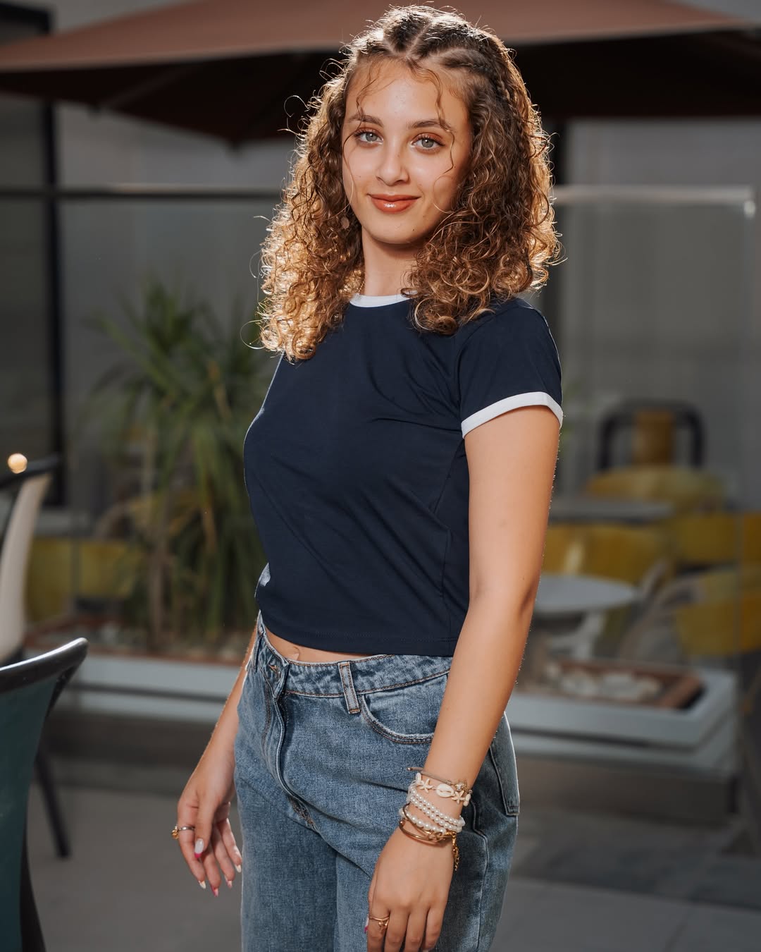 Casual Navy Ringer Tee With Relaxed Fit Jeans
