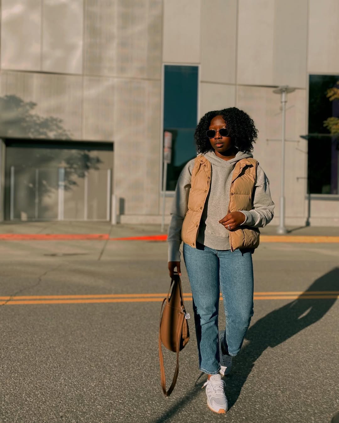Casual Tan Puffer Vest And Hoodie Combo