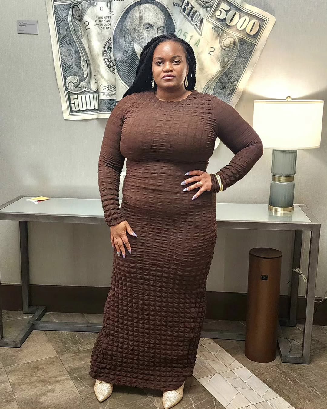 Chic Chocolate Textured Maxi Dress Style