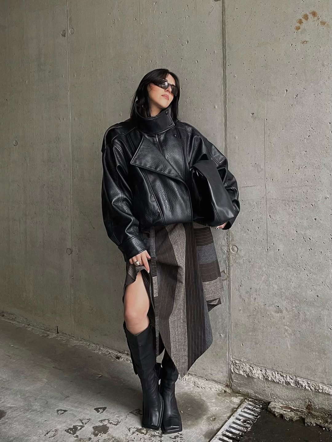 Chic Leather Moto Skirt Combo