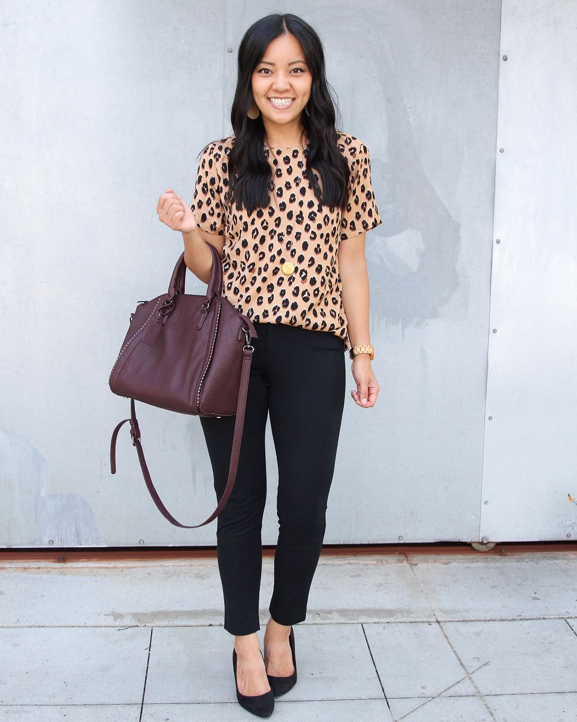 Chic Leopard Top With Tailored Black Trousers