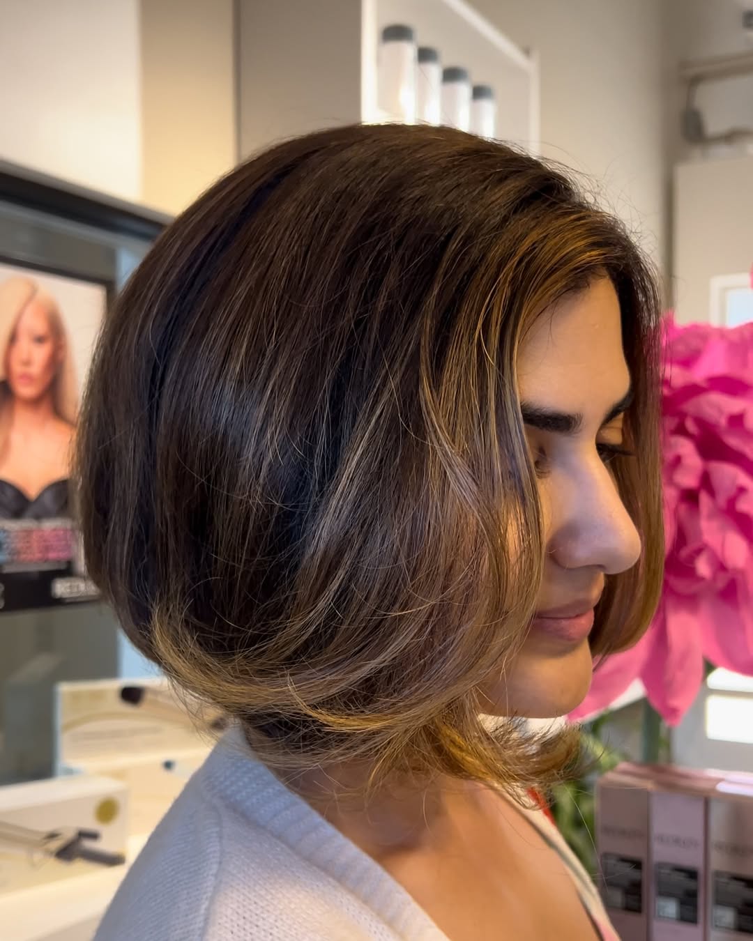 Chocolate Bob With Sun-Kissed Highlights