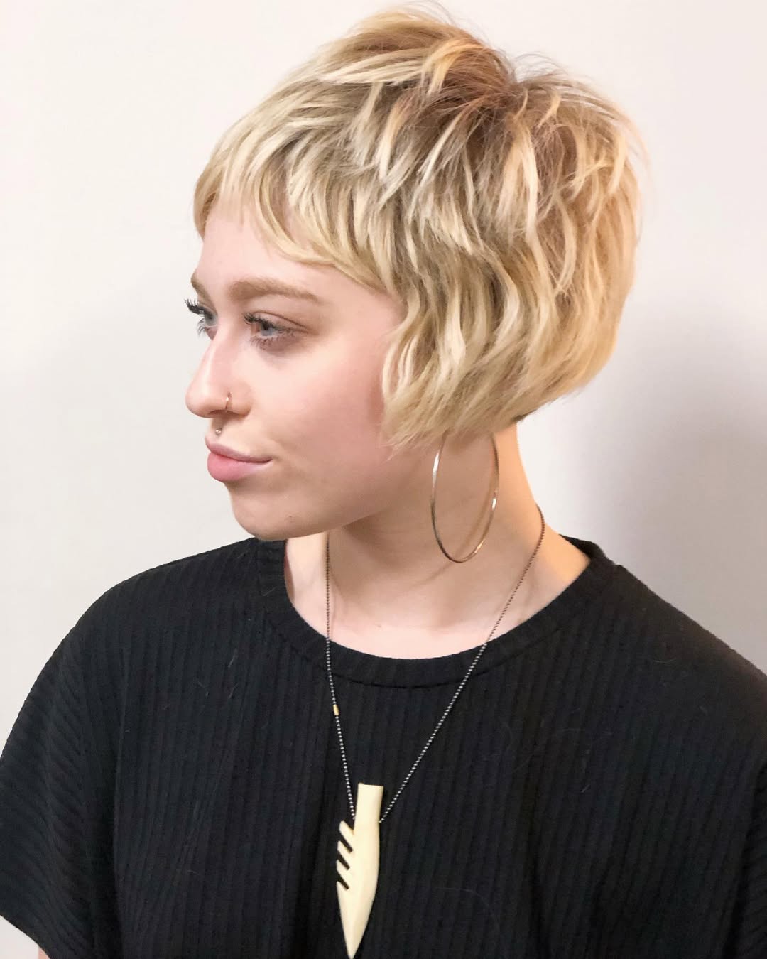 Choppy Blonde Pixie With Tousled Bangs