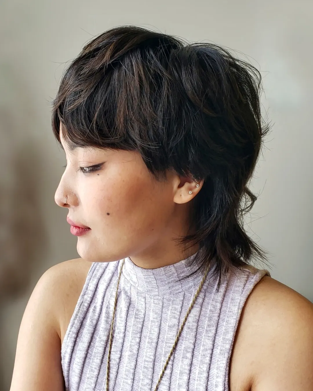 Choppy Espresso Shag With Wispy Bangs