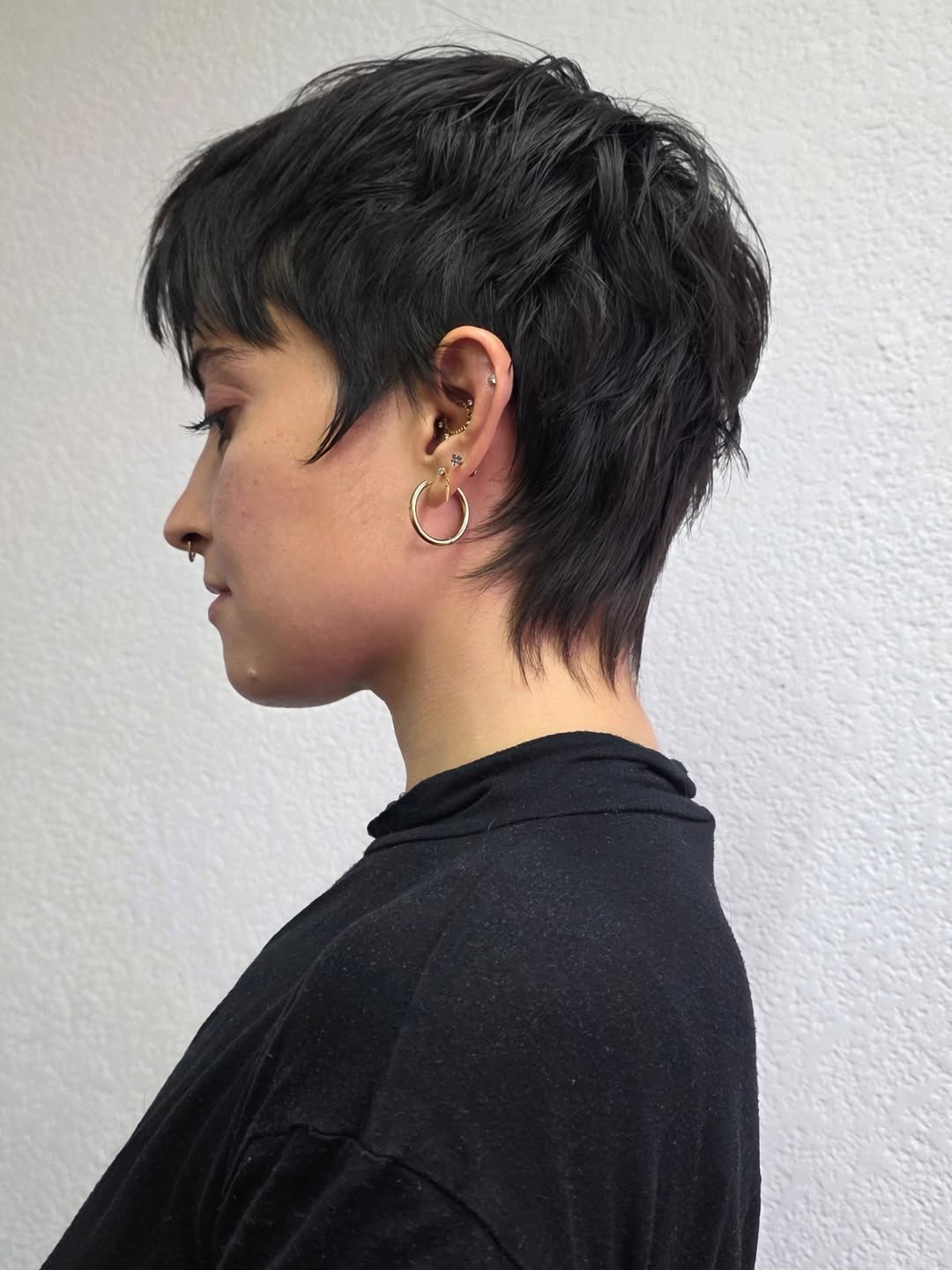 Choppy Jet Black Pixie Shag With Textured Fringe