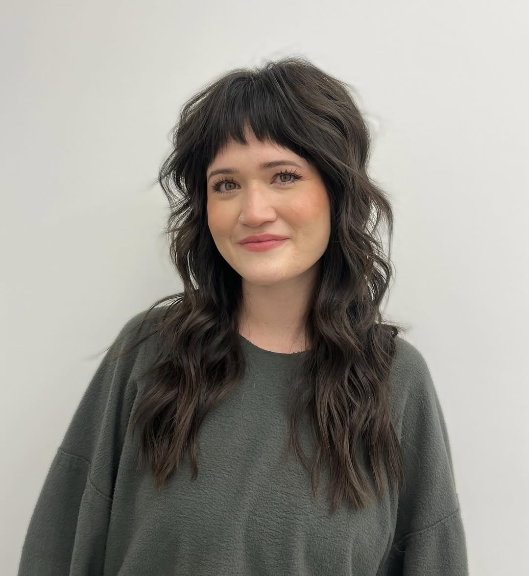 Choppy Micro Bangs With Wavy Shag Cut