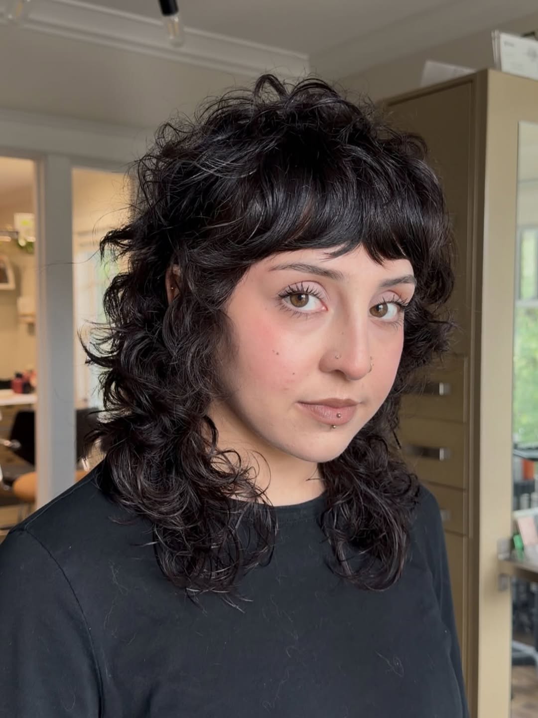 Choppy Wavy Shag Dark Hair With Bangs