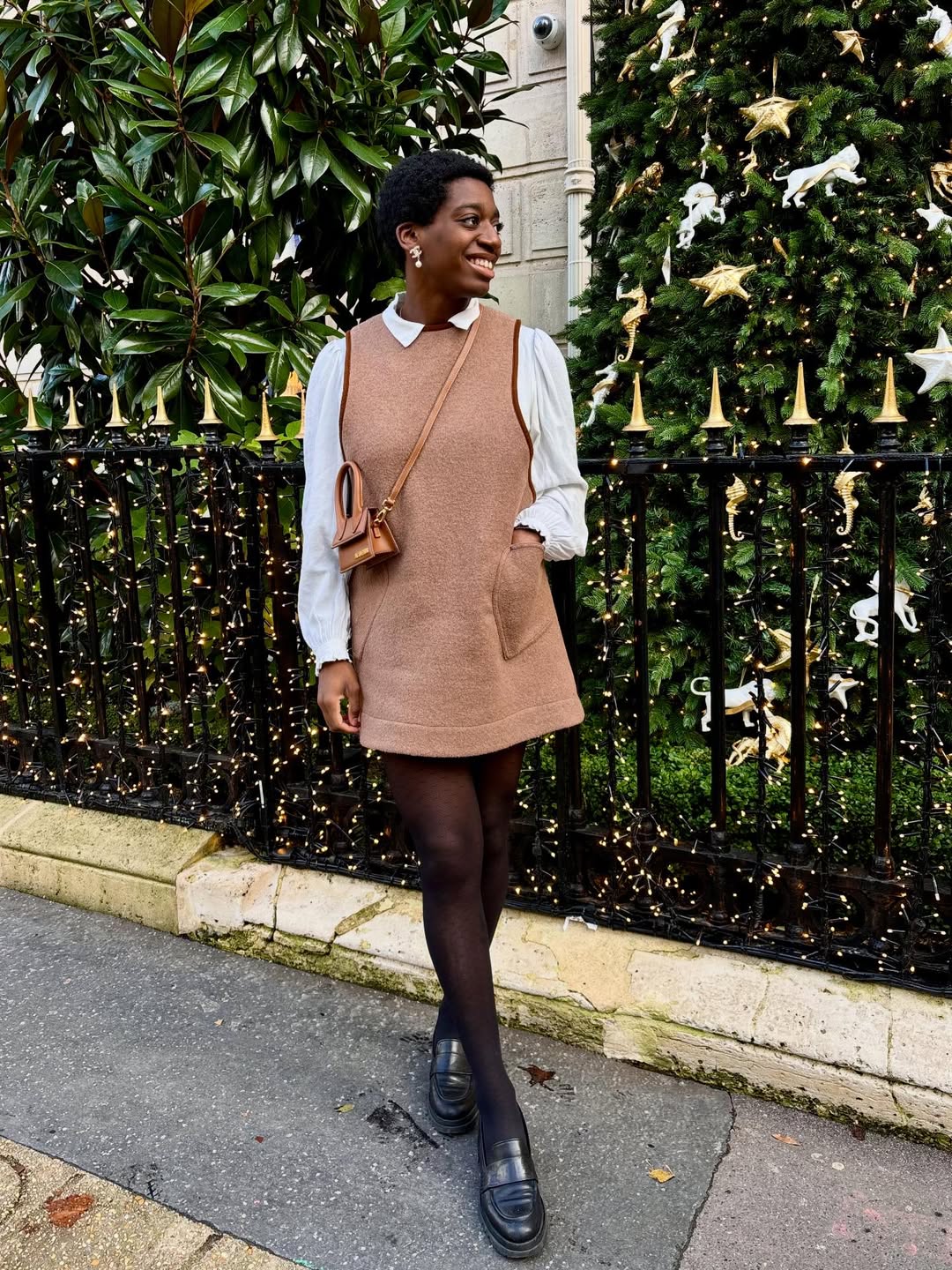 Classic Pinafore Dress With Poplin Shirt