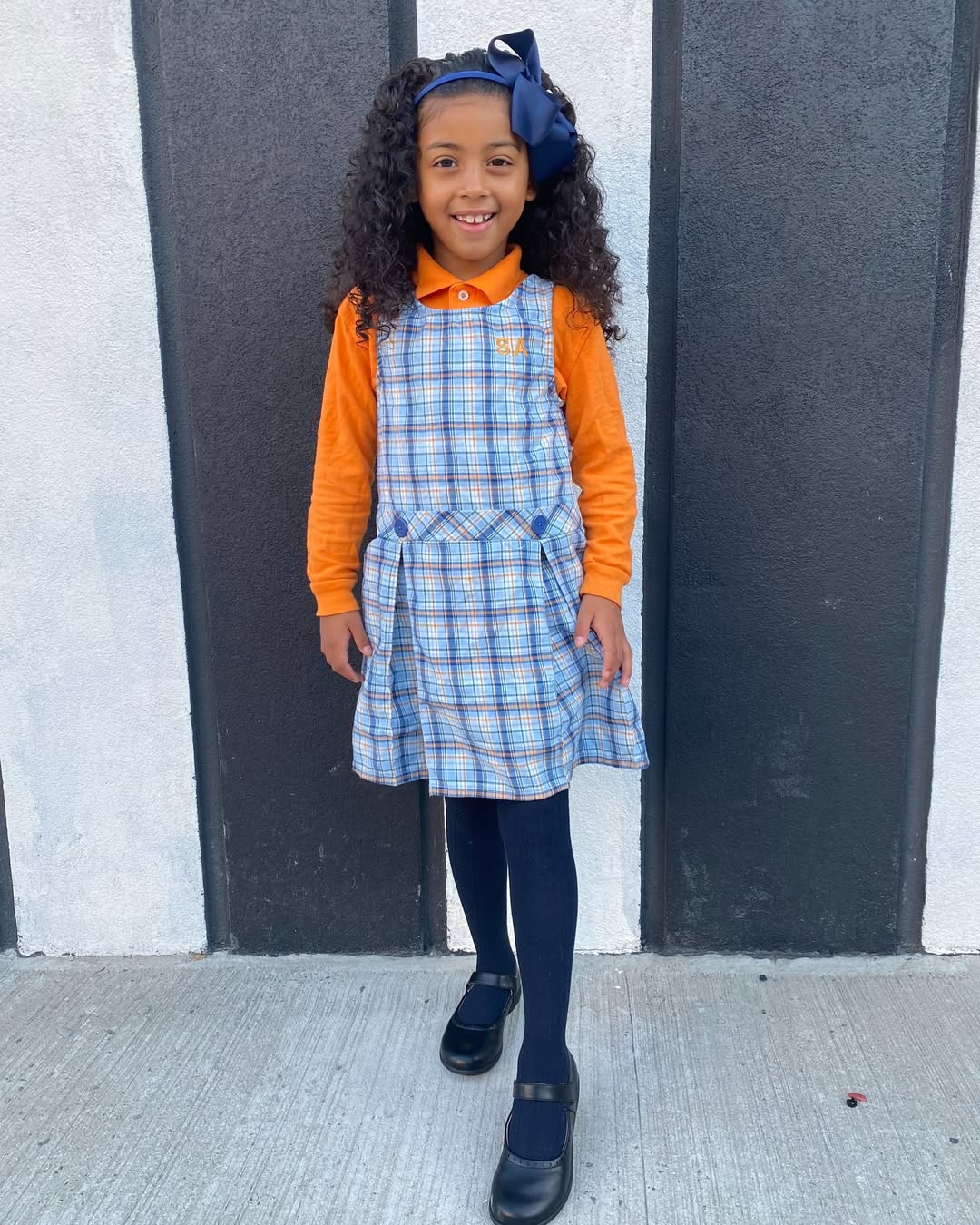 Classic Plaid Jumper Dress With Orange Turtleneck