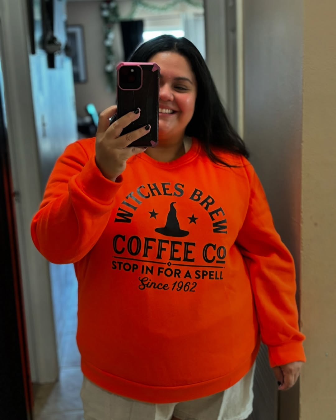 Comfortable Orange Graphic Sweatshirt And White Shorts