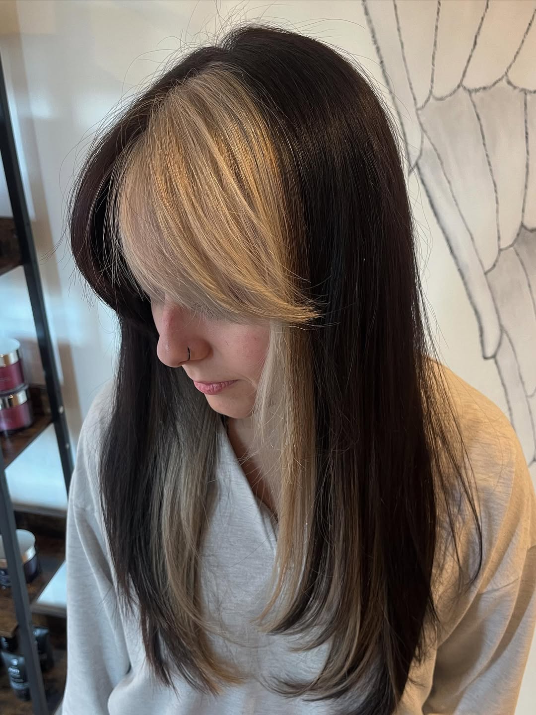 Cool Blonde Face Frame On Dark Hair