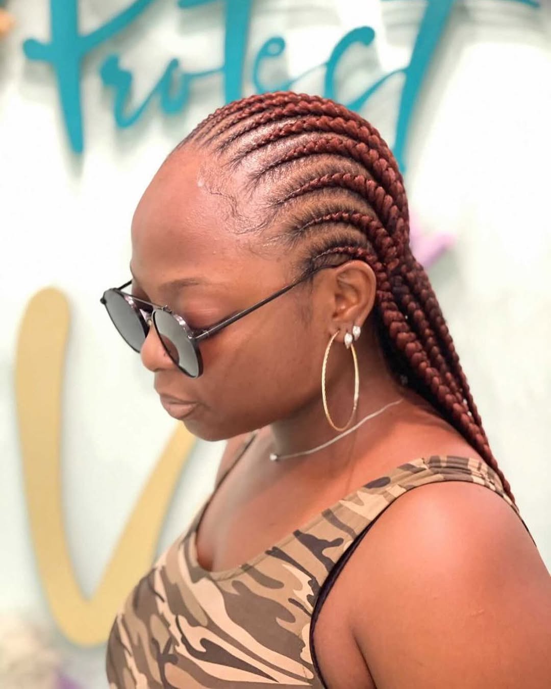 Copper Cornrows With Defined Parts