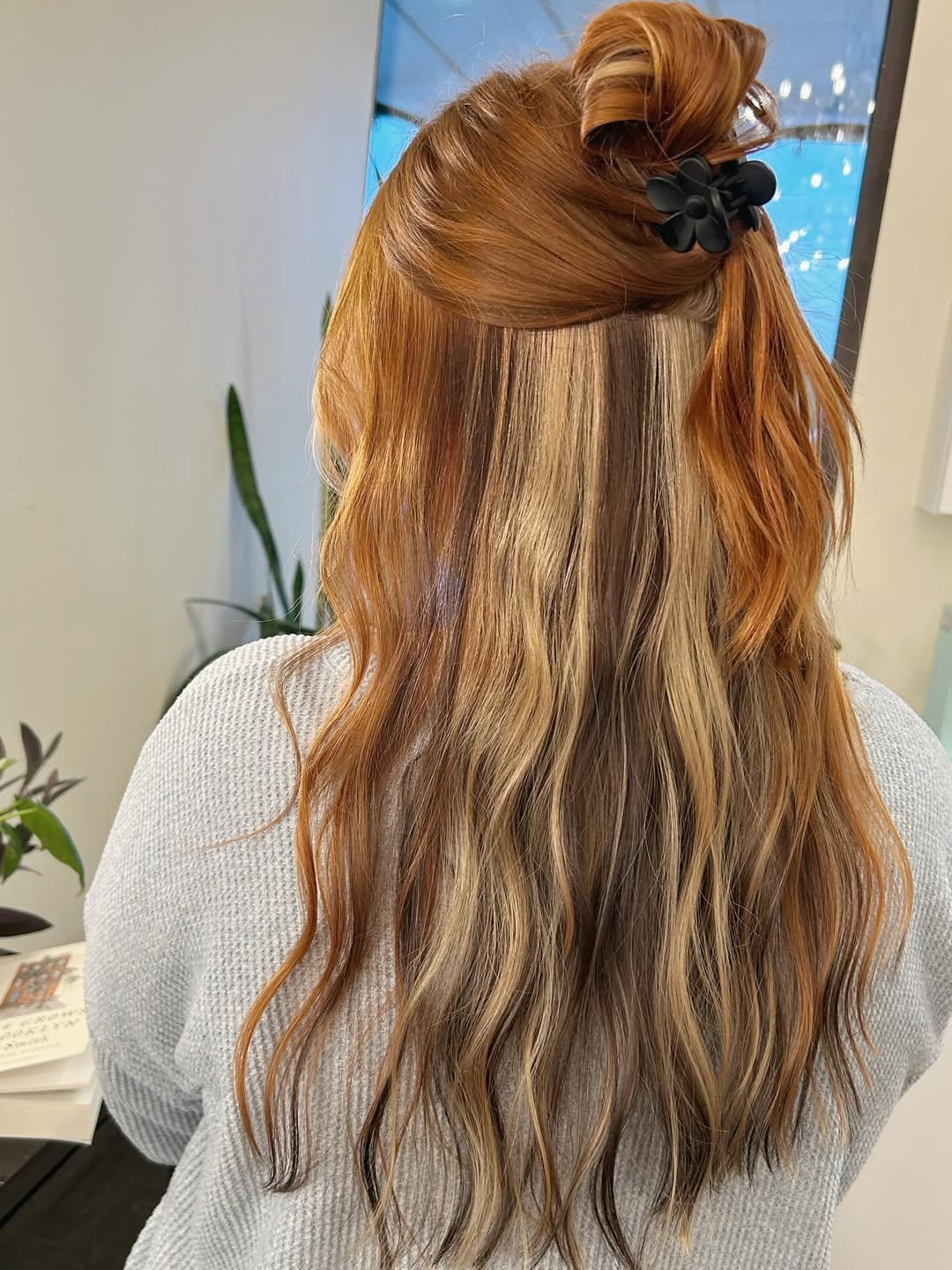 Copper Hair With Blonde Peekaboo Braided Bun