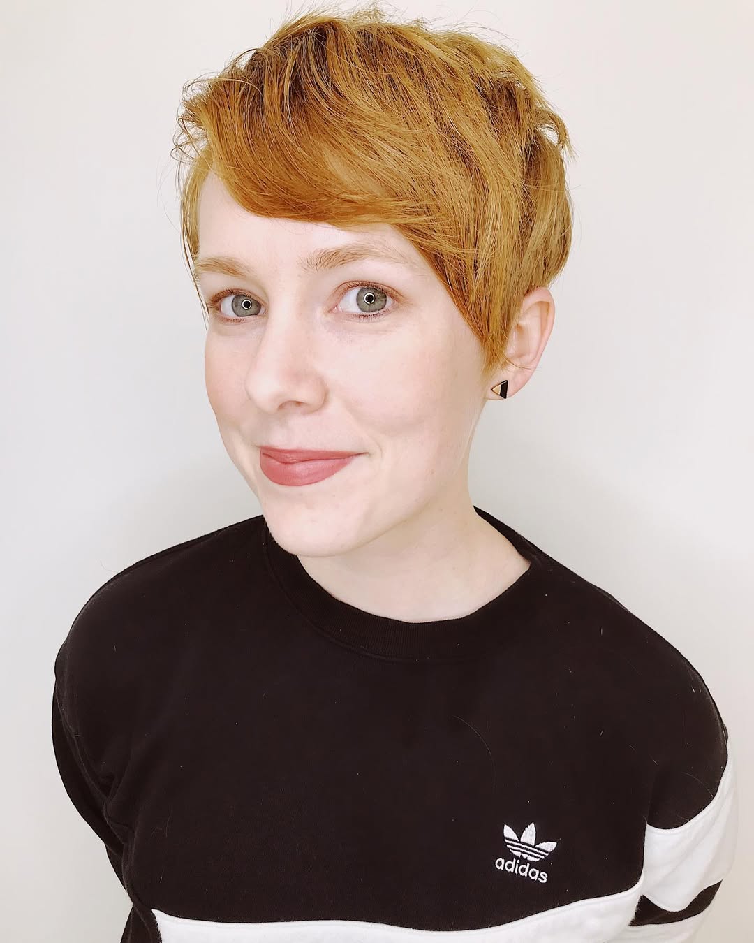 Copper Pixie Cut With Textured Side Bangs