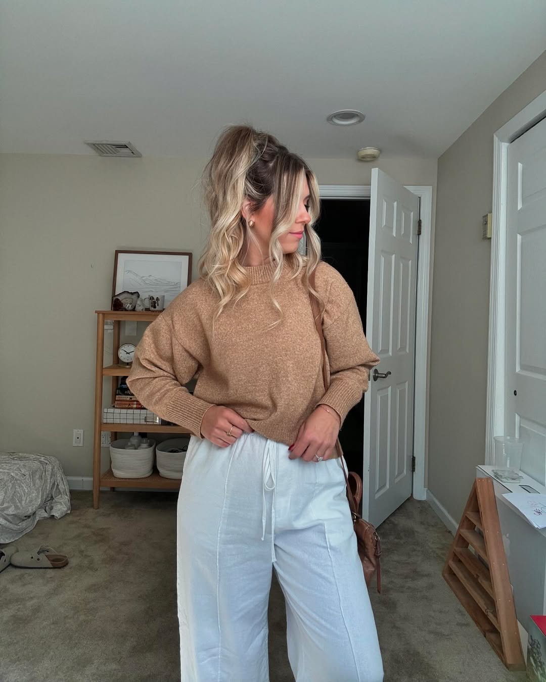 Cozy Camel Sweater and Linen Wide-Leg Pants