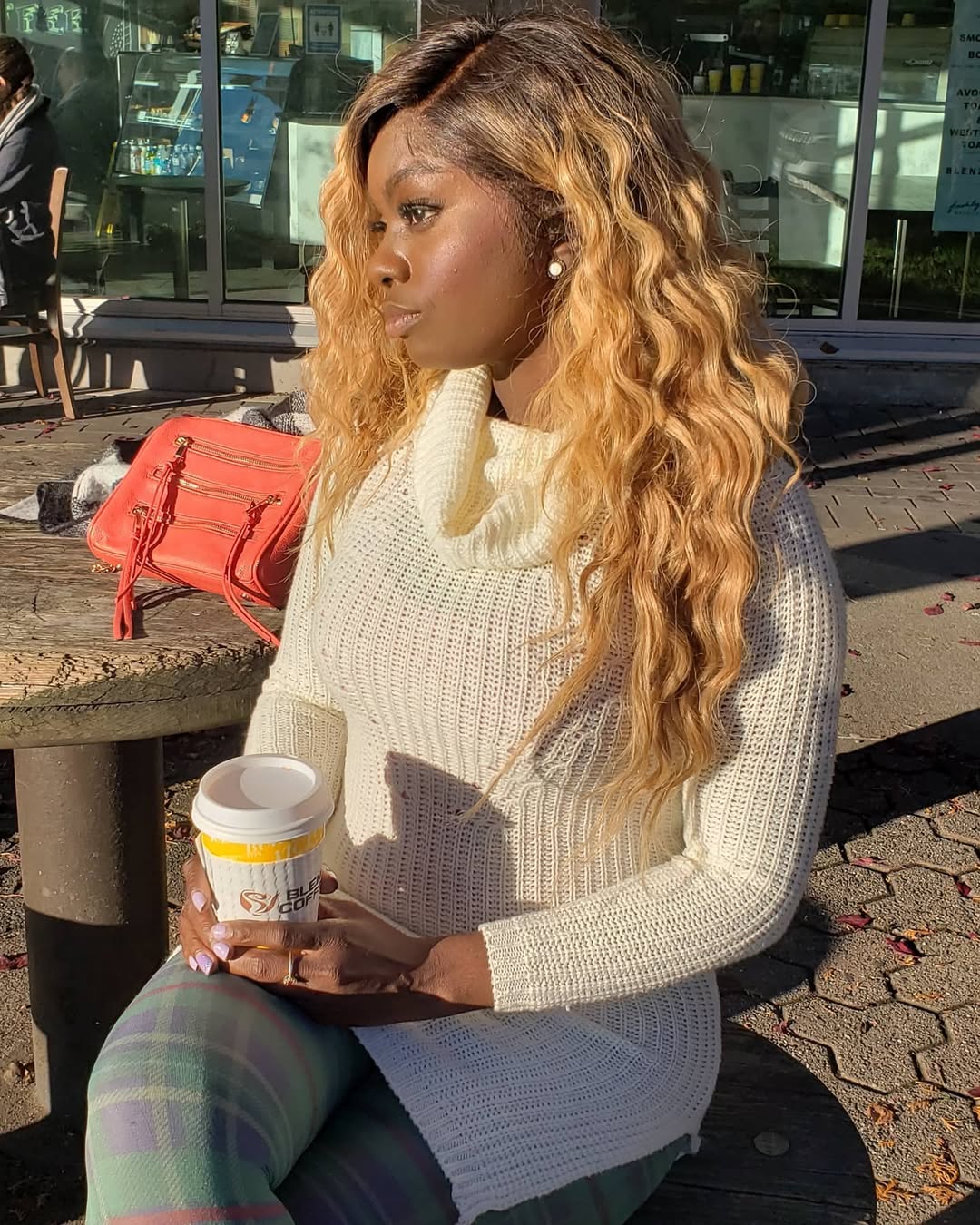 Cozy Cream Turtleneck With Plaid Leggings