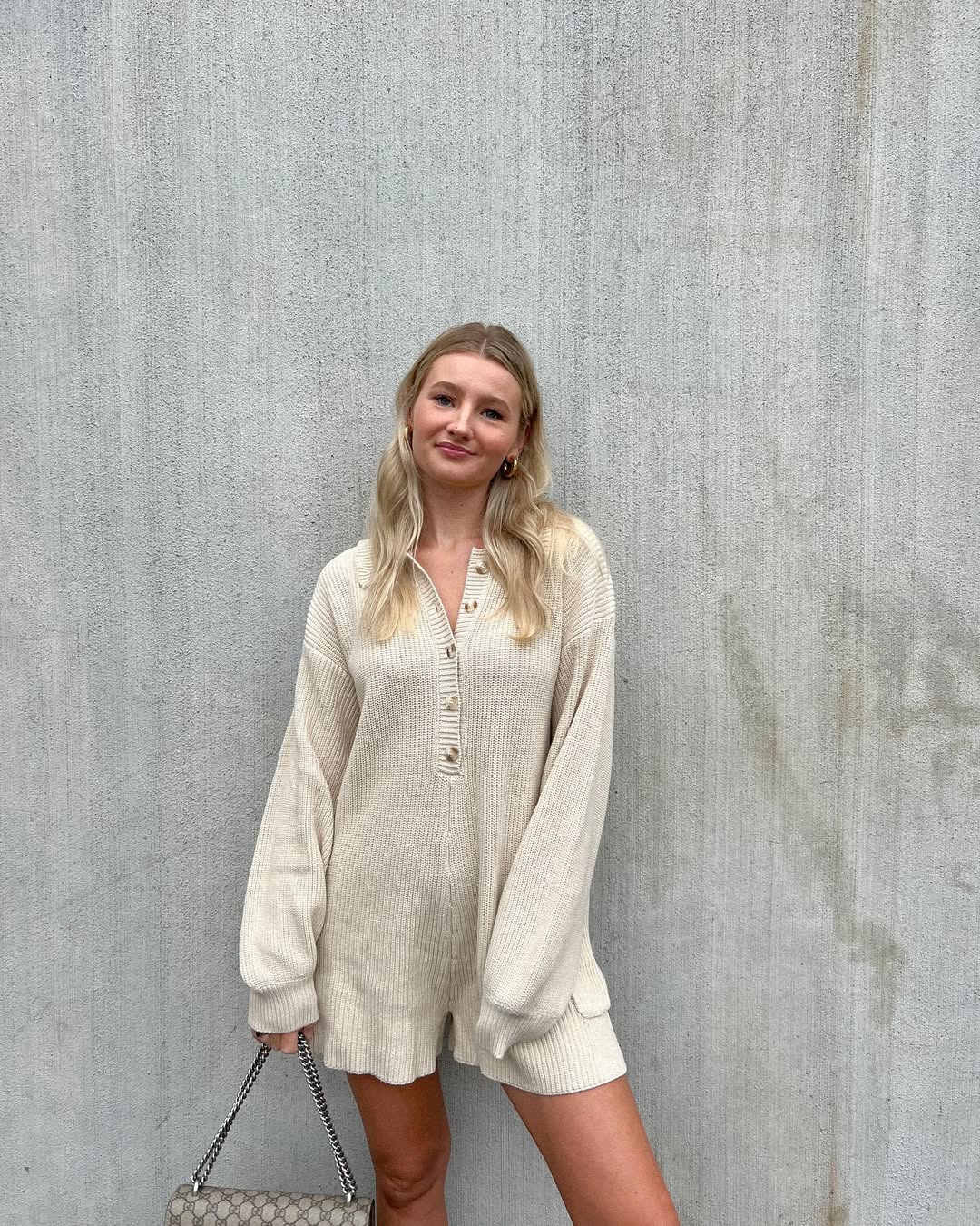 Cozy Knit Romper WithGG Monogram Bag