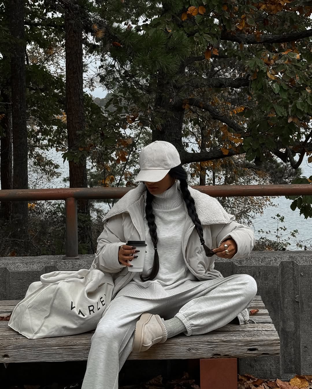 Cozy Monochromatic Loungewear Set With Puffer