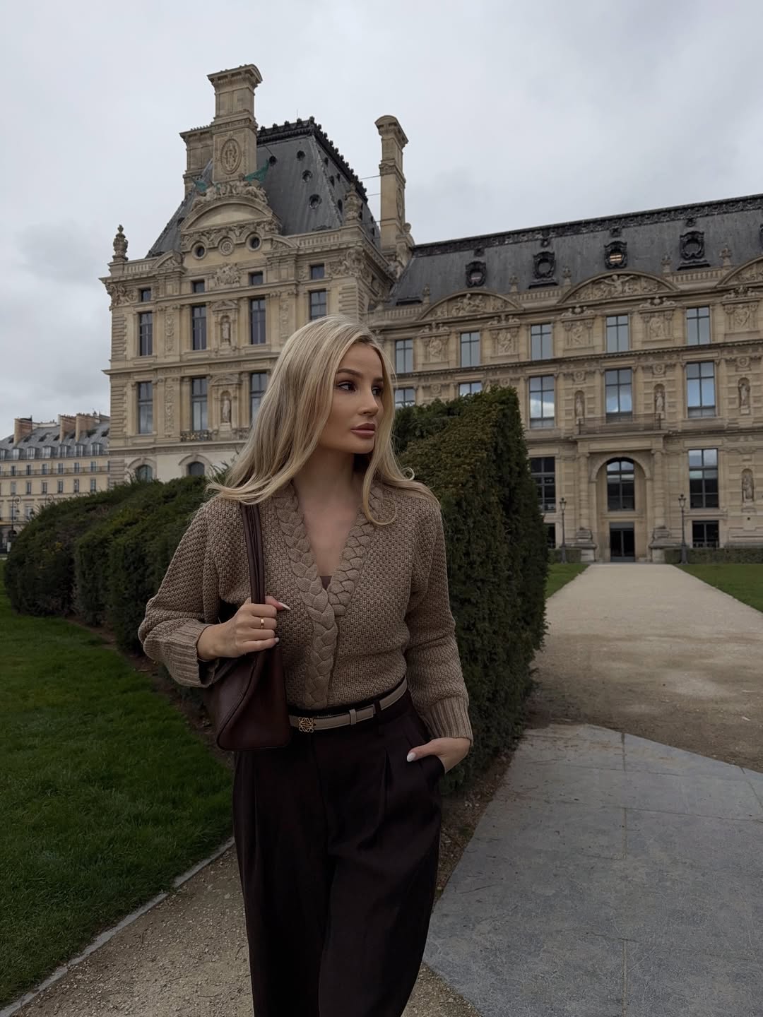 Cozy Neutral Knit And Wide Leg Trouser Ensemble