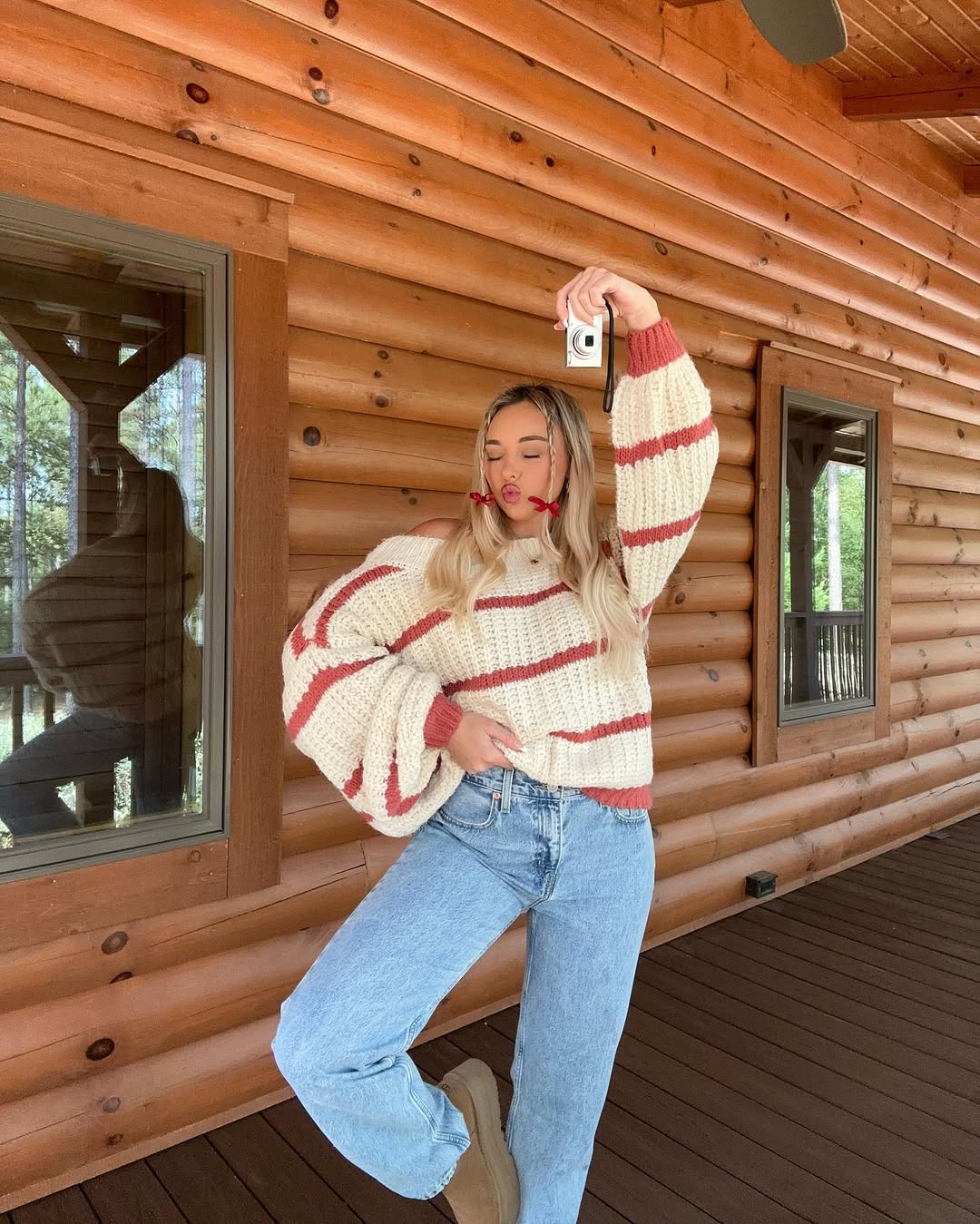 Cozy Striped Knit With Light Wash Jeans