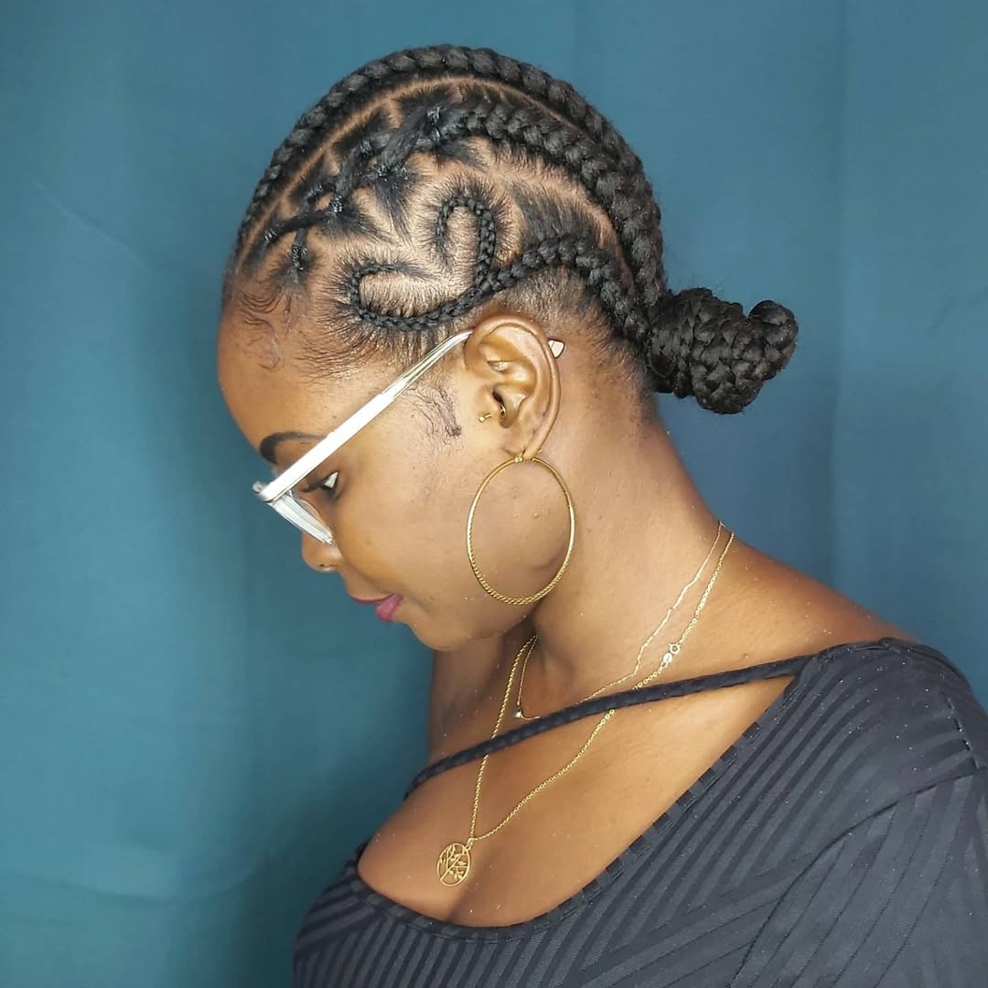 Creative Cornrow Braids With Heart Detail