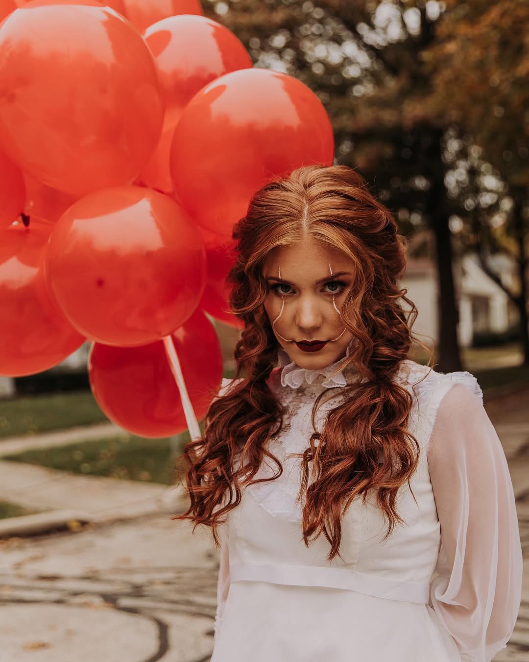 Crimson Clown Pigtails with Voluminous Waves