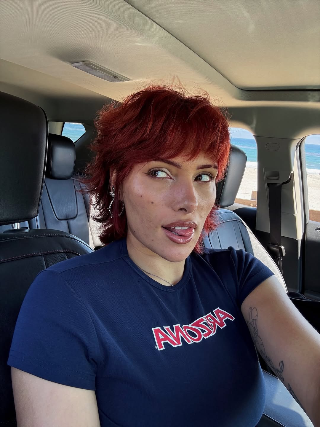 Crimson Red Short Shag With Wispy Bangs