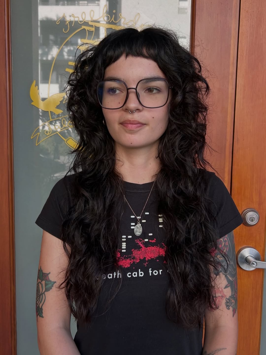 Deep Brunette Shag With Curly Micro Bangs