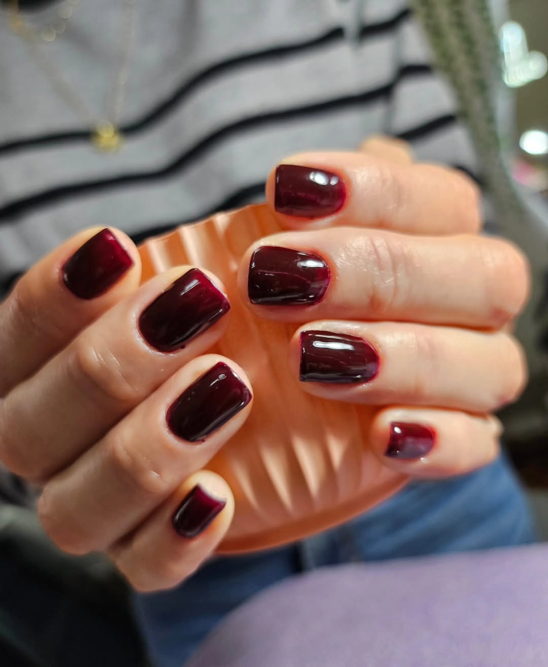 Deep Wine Glossy Short Squoval Nails