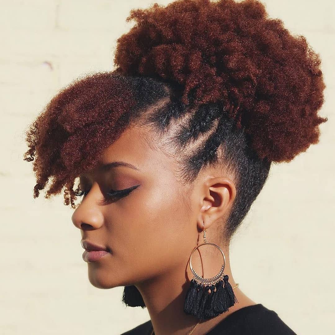 Defined Coily Mohawk With Copper Front Curl