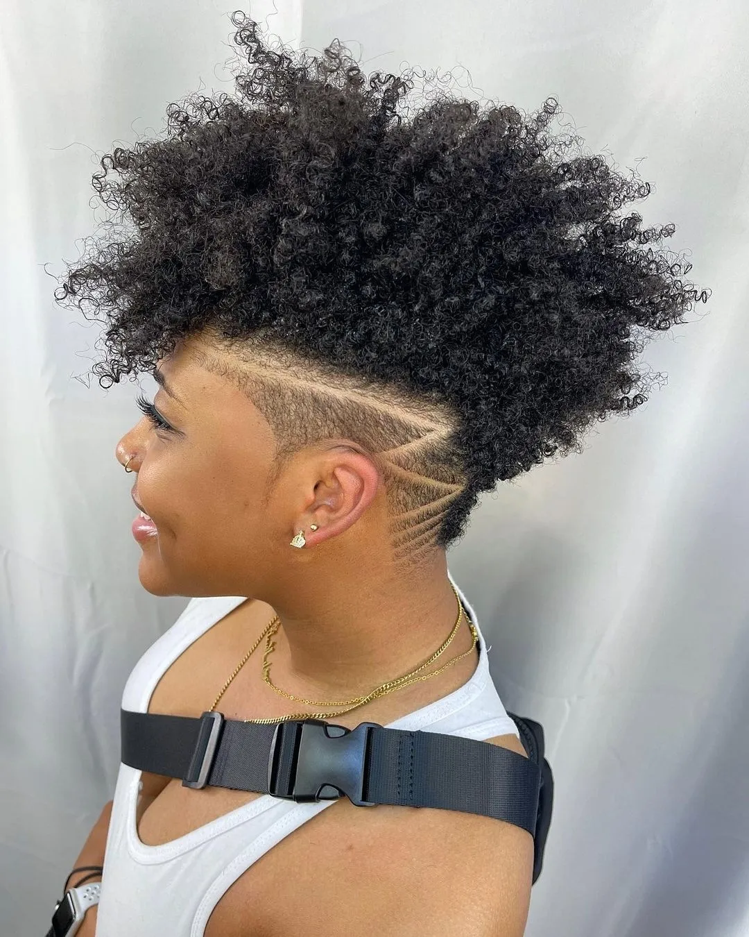Defined Coily Tapered Pixie With Razor Design