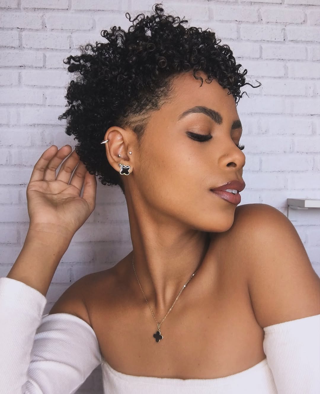 Defined Coily Tapered Pixie With Undercut