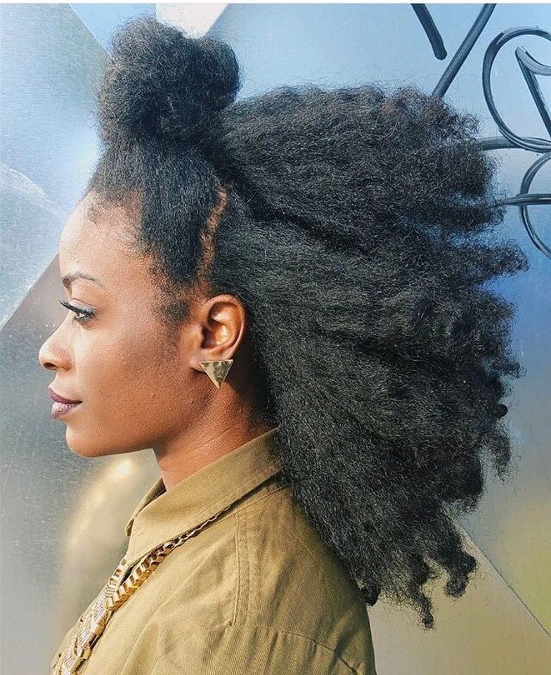 Defined Coily Updo With Textured Base