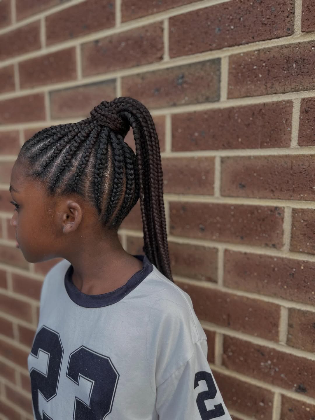 Defined Cornrow High Ponytail With Braided Extension