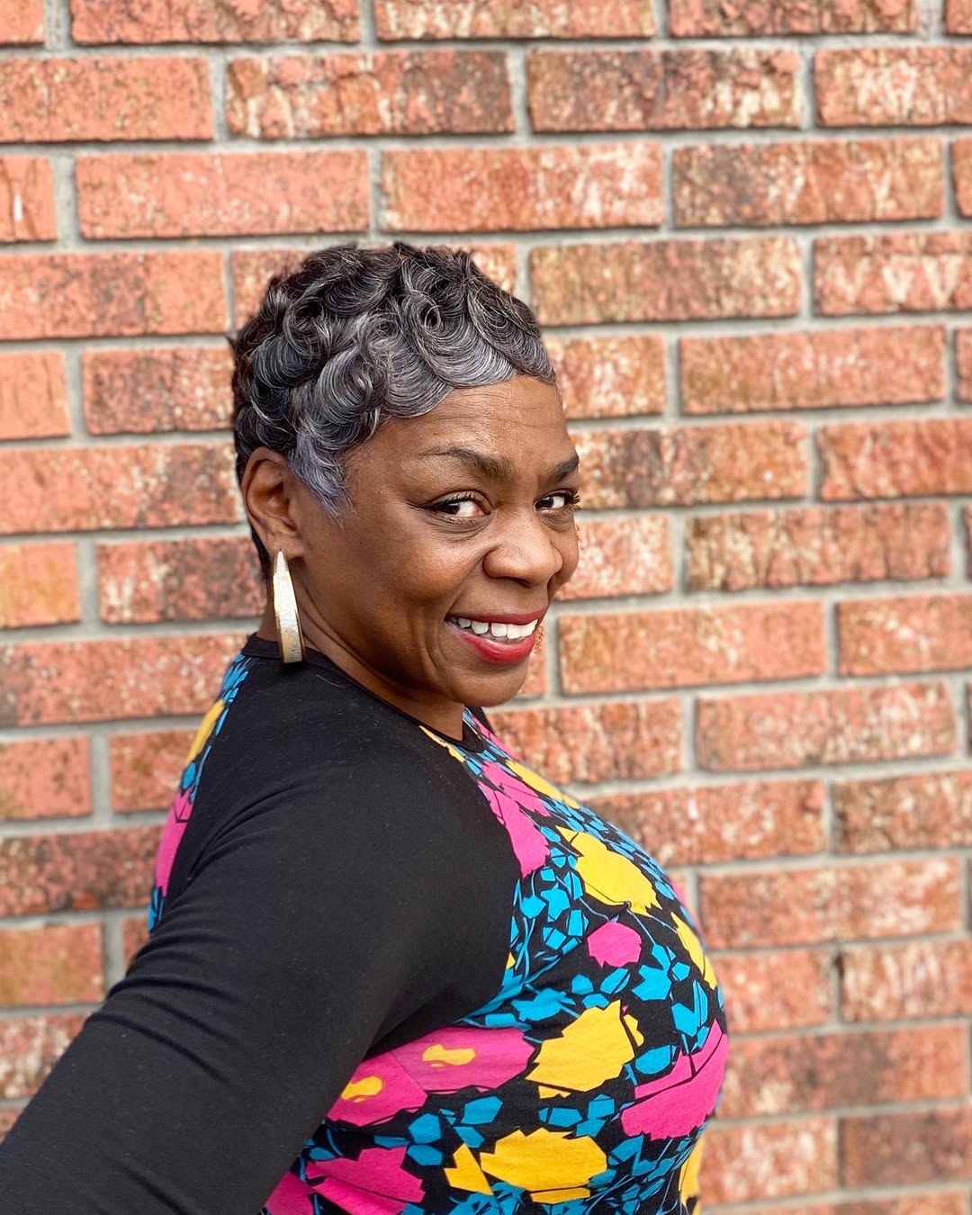 Defined Finger Waves On Salt Pepper Pixie
