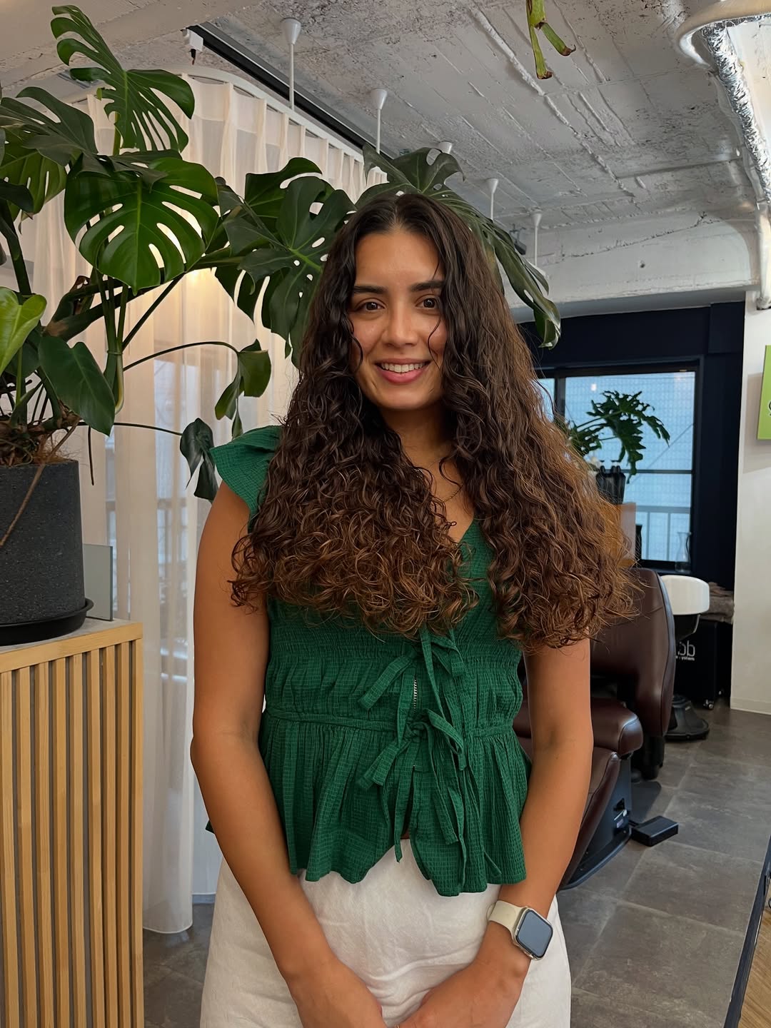 Defined Long Curly Hair With Warm Brown Tones