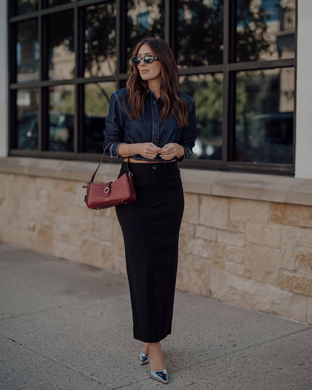Denim Crop Top and Maxi Skirt Duo