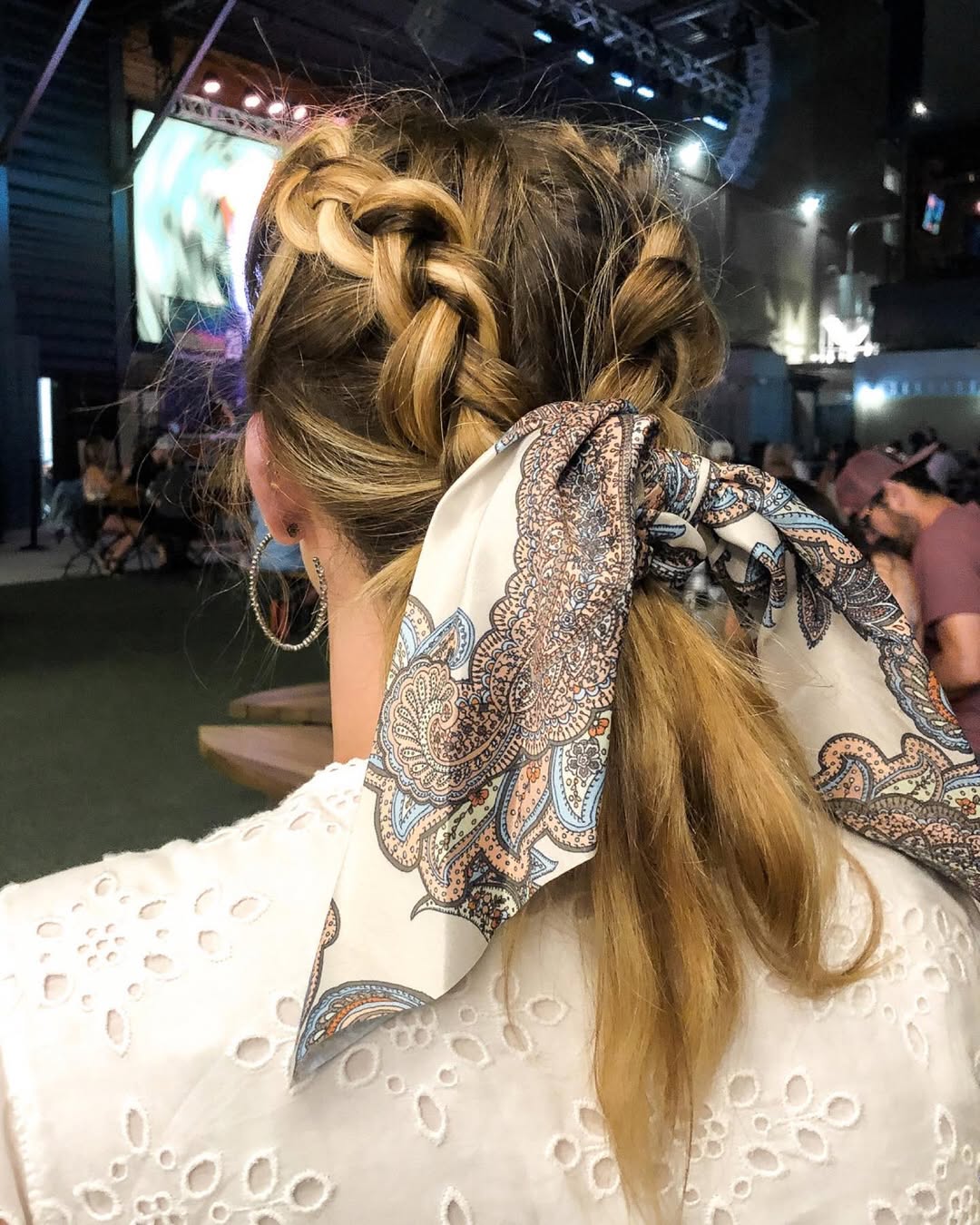 Double Dutch Braids With Scarf Accent