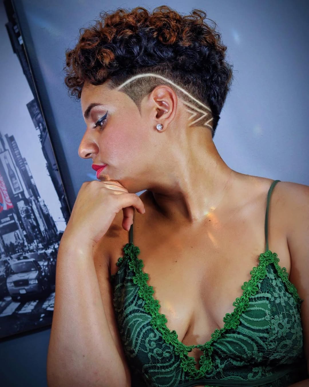 Edgy Tapered Pixie Textured Copper Curls