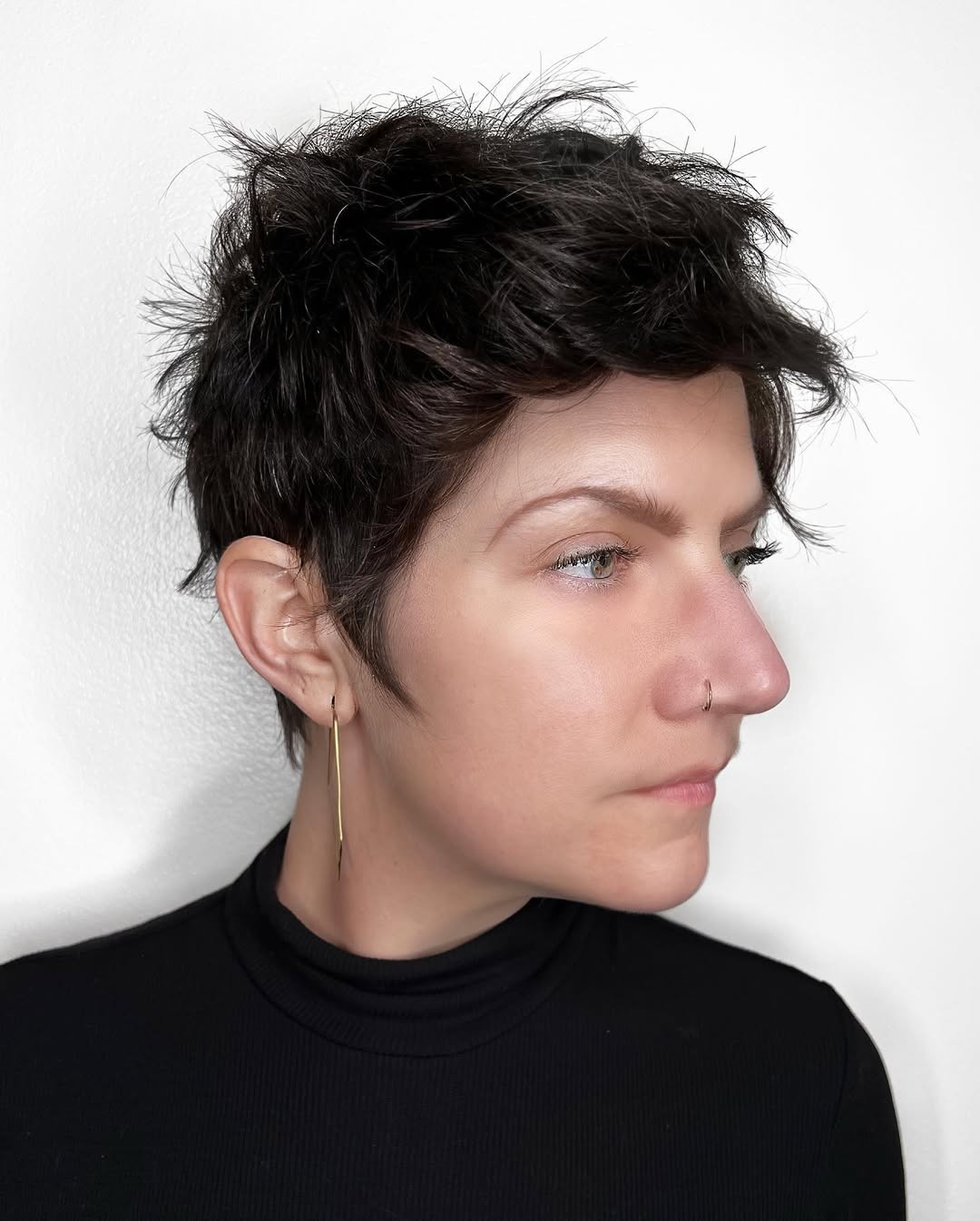 Edgy Textured Dark Brown Pixie Cut
