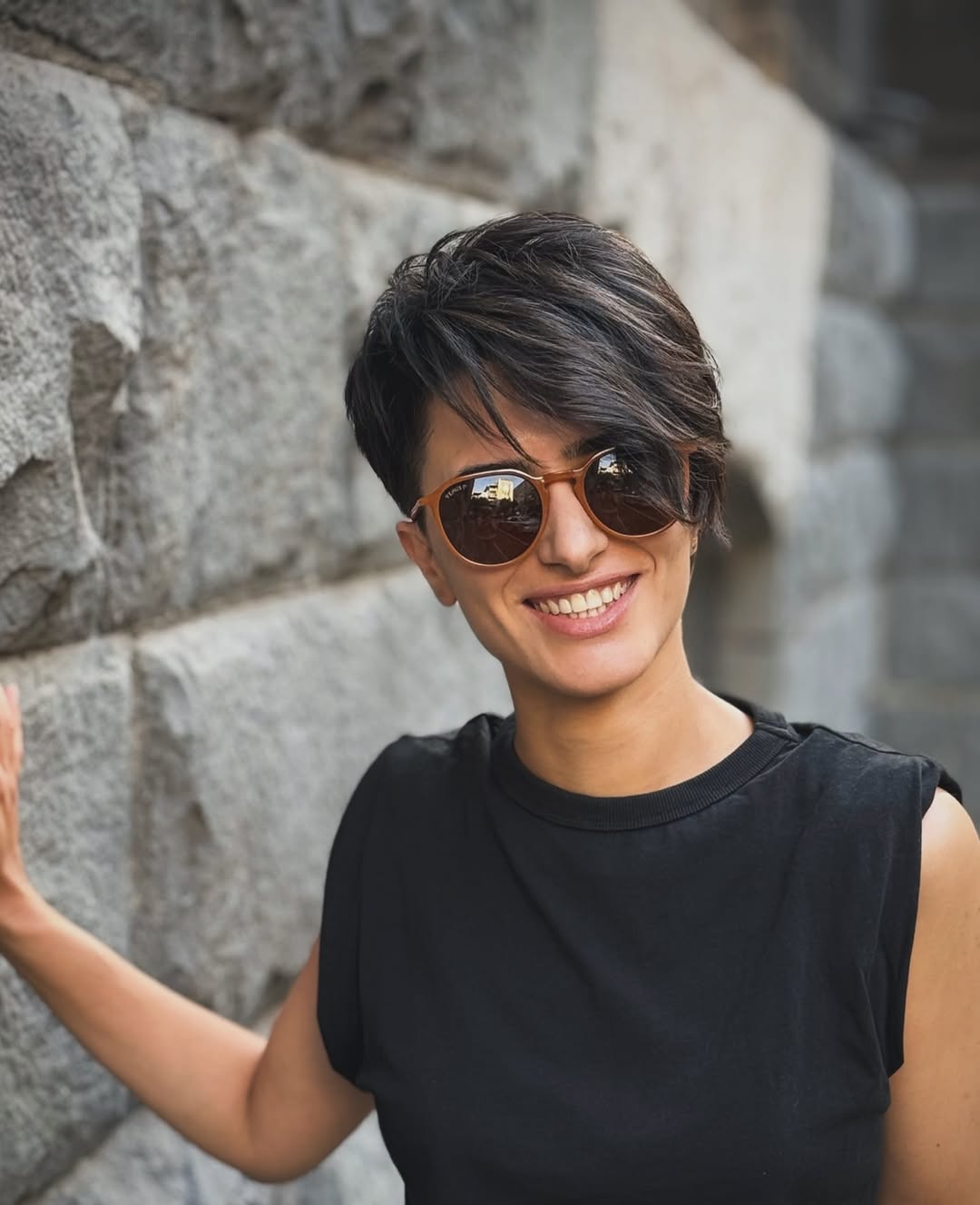 Edgy Textured Pixie With Long Sweeping Bangs