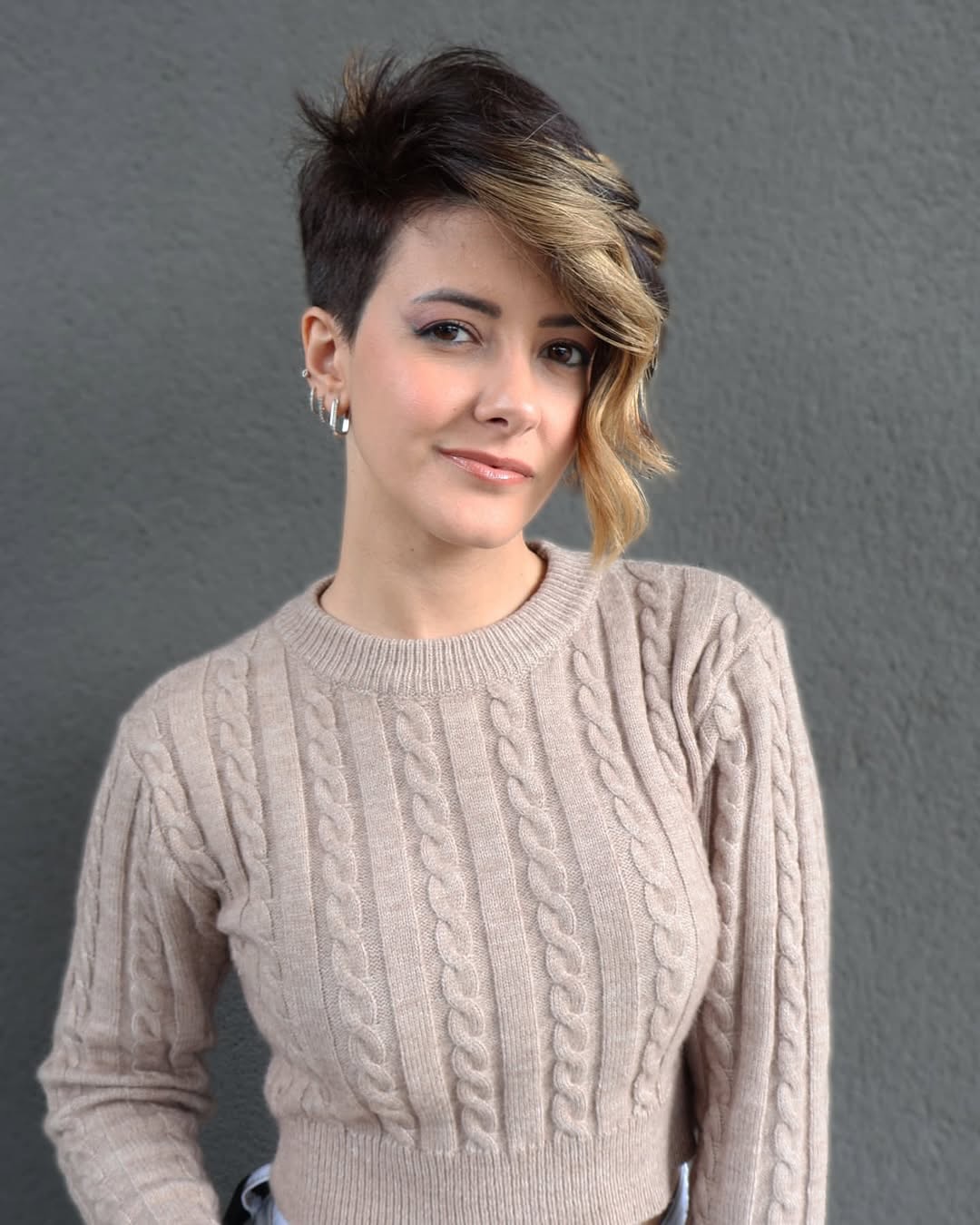 Edgy Undercut Pixie With Wavy Platinum Highlights