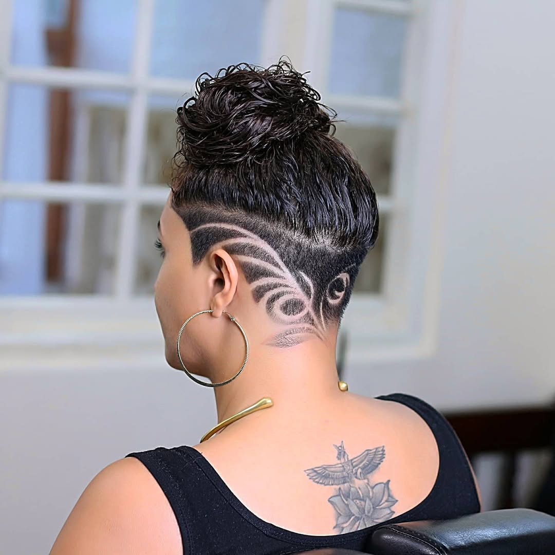 Edgy Undercut With Textured Top Knot