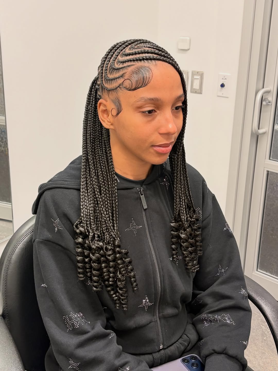 Elegant Cornrows With Defined Curls and Edges