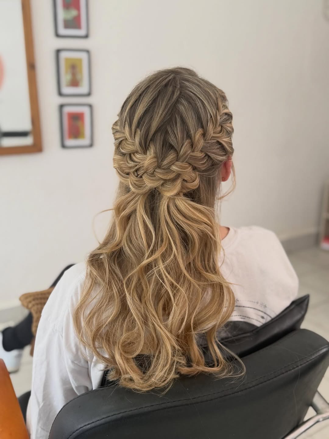 Elegant Crown Braid With Wavy Half-Down